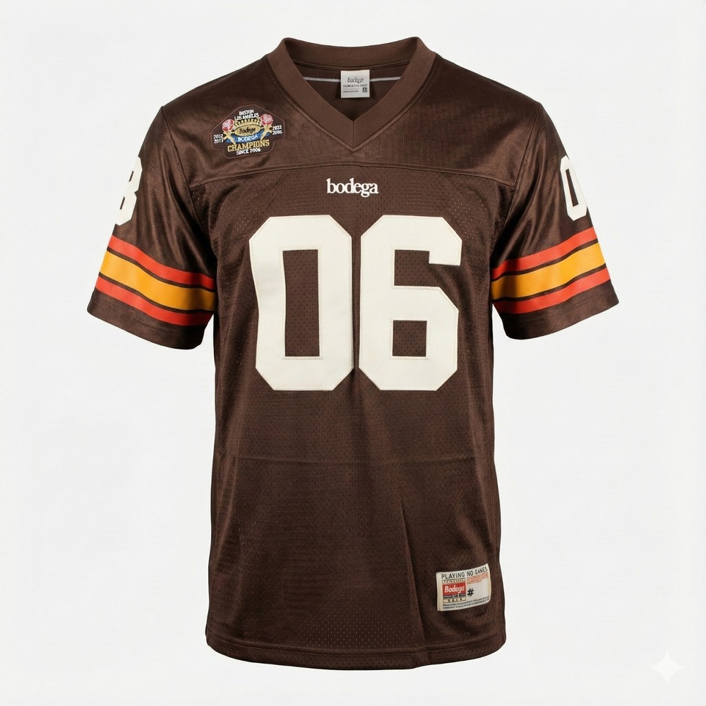 Bodega Football‎ Jersey Men's Medium Brown 06 Mesh Embroidered Patch Streetwear